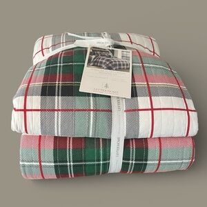NWT LEVTEX HOME holiday collection SPENCER PLAID GREEN BEDSPREAD King